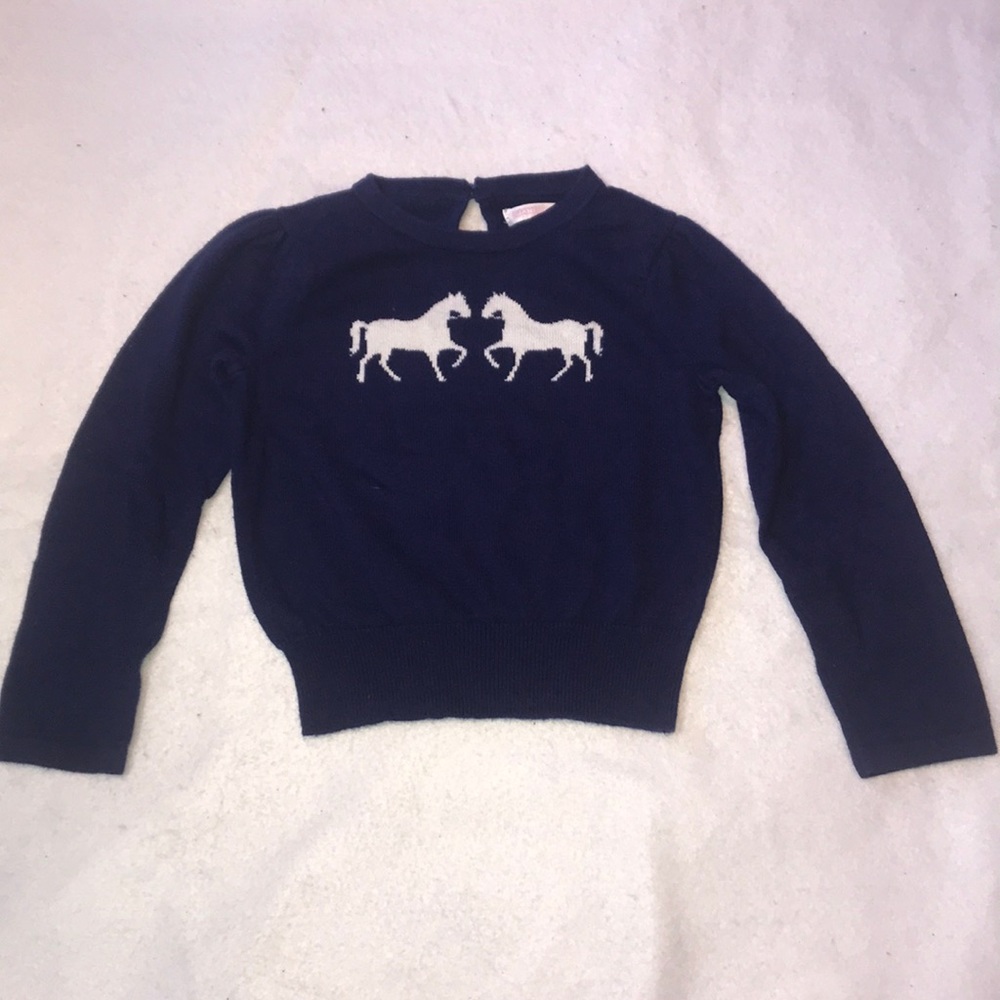 Janie & Jack Blue Sweater w/ Horses Sz 2T